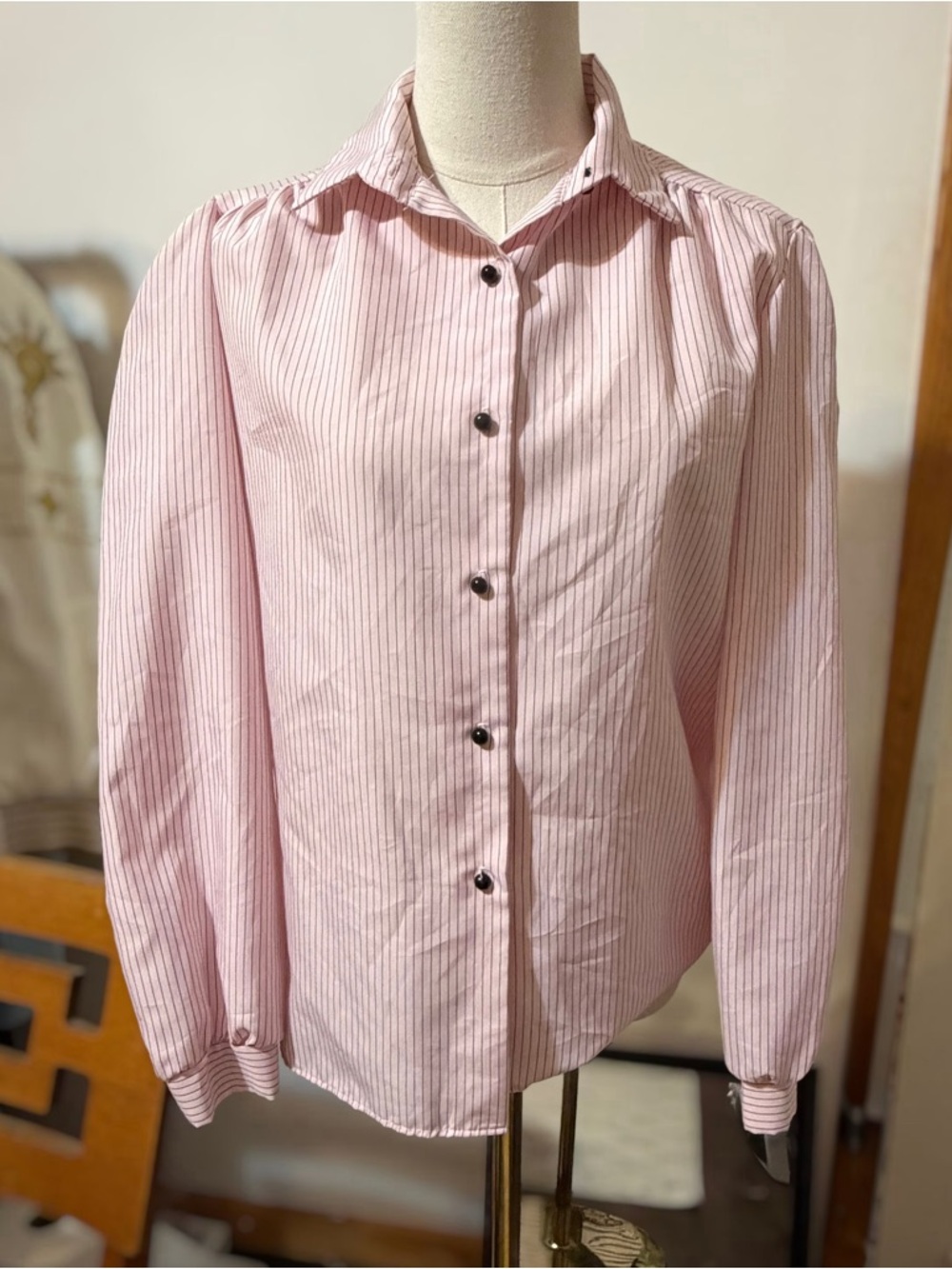 Vintage Rhapsody Pink Striped Button-Up Blouse